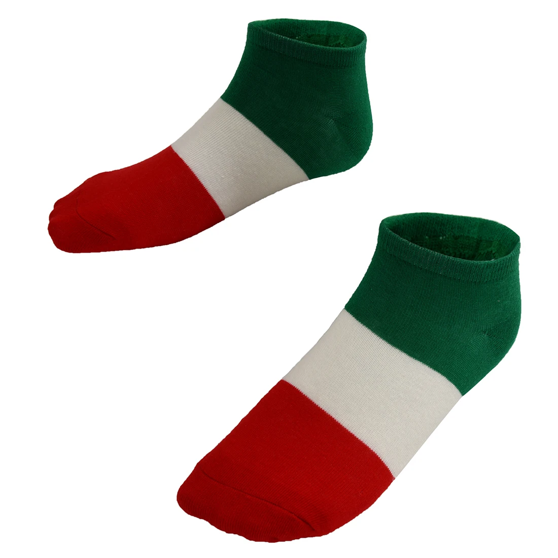 2x Sport sock Pair of Simple Splicing Italy Flag Pattern Cotton Socks