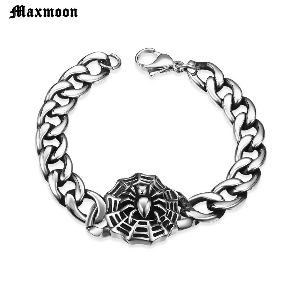 Maxmoon Прямая поставка модная коллекция панк паук для мужчин браслеты нержавеющая