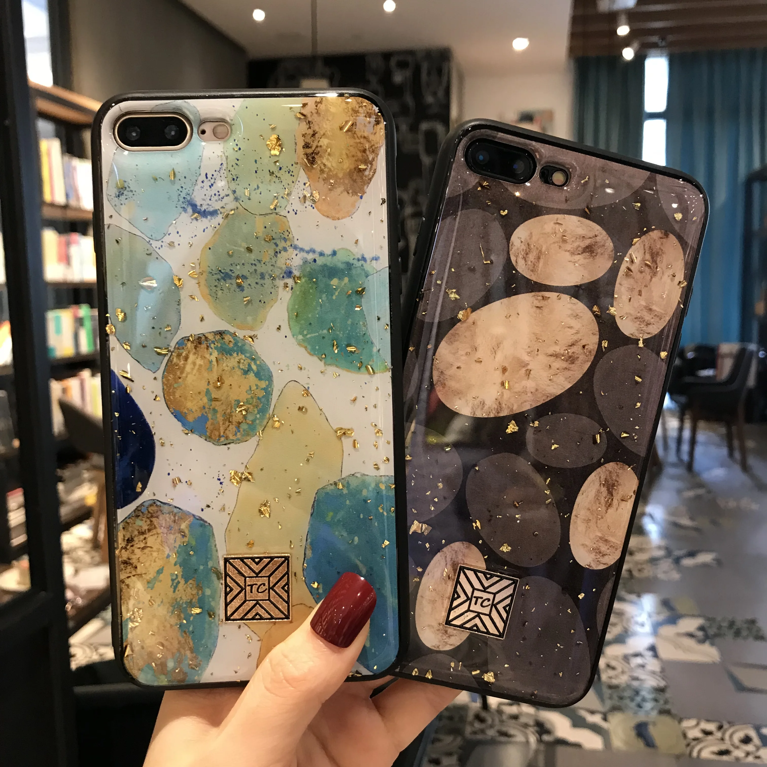 Геометрический рок чехол для телефона iPhone 11 Pro X XR XS MAX Золотая фольга Мягкий ТПУ