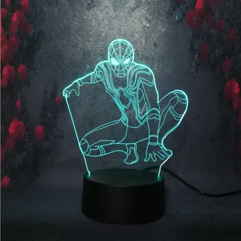 

Lava Creative 3D LED Night Light Home Bedroom Bar Cafe Art Atmosphere Decor Usb Acrylic Lamp Handsome Spiderman Shape Lighting