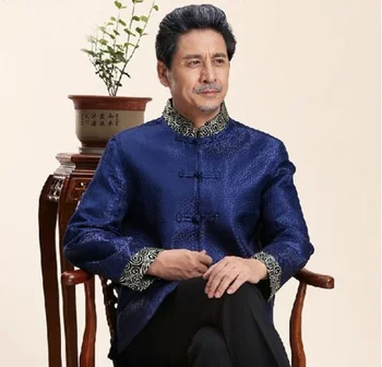 

Top Grade Brand New Chinese Traditional Men's Silk Mandarin Collar APEC Leader Costume Jackets Coats M L XL XXL XXXL 0626