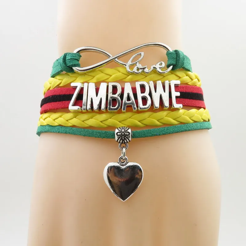 infinity love zimbabwe Bracelet heart Charm zimbabwe national flag bracelets & bangles for Woman and man jewelry