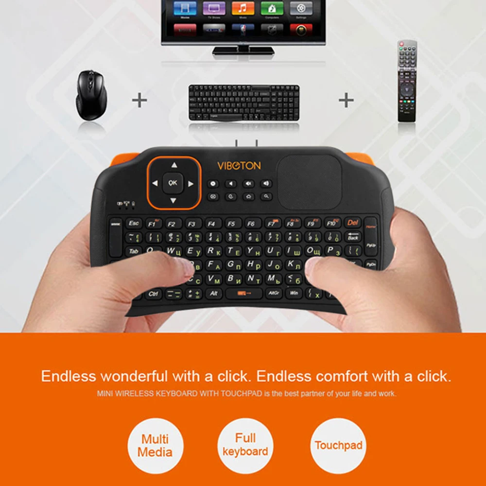 2,4 ГГц мини беспроводная клавиатура USB Air mouse Fly Air mouse для Android Windows Английский Русский