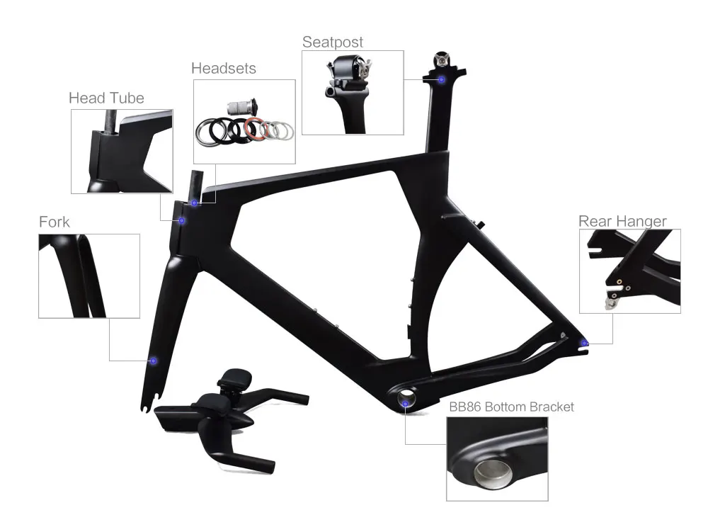 Flash Deal Airwolf Time Trail Carbon Bike Frame triathlon bike carbon road frame include fork/headset seatpost/clamp/stem/bar carbon frame 22