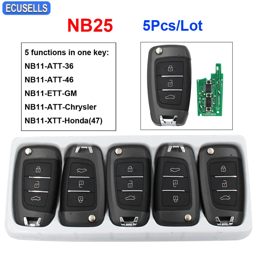 

5 Pcs/Lot NB25 Multi-functional Universal Remote Control Key for KD900 KD900+ URG200 NB-Series Remote (All Functions Chips in)