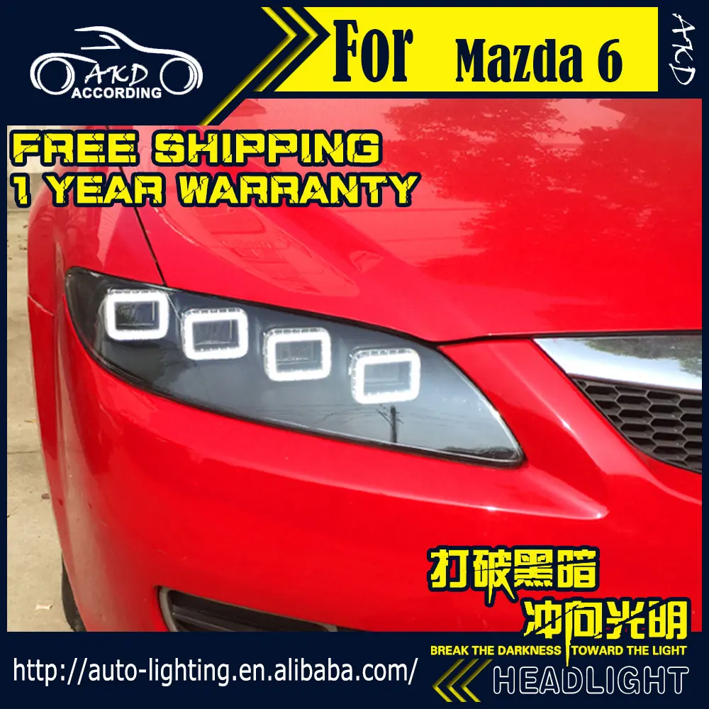 

AKD Car Styling for Mazda 6 Headlight 2014 Mazda6 Full LED Light Source Headlight LED DRL D2H Hid Option Angel Eye Bi Xenon Beam