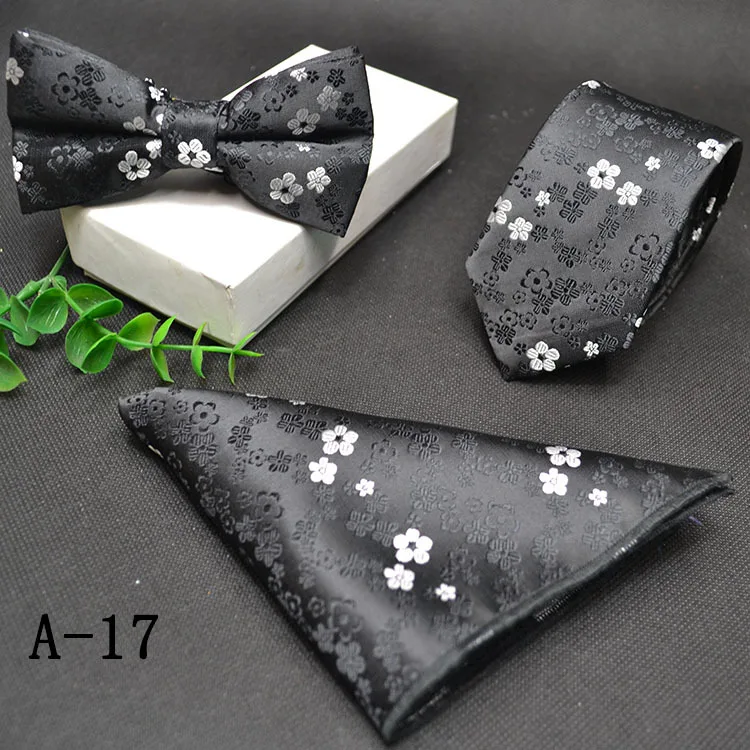 Модные Для мужчин s вязать галстук-бабочка Pocketsquare 3 шт./компл. Галстуки для Для мужчин свадебные подарки красивый галстук комплекты