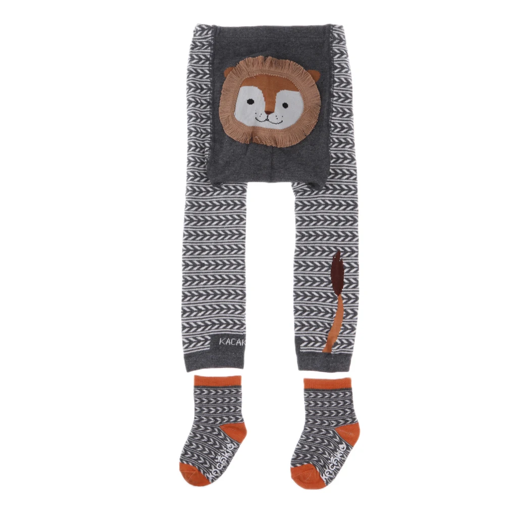 Boys Girls Warm Animal Cartoon Leggings PP Pants with Socks Yellow Bee