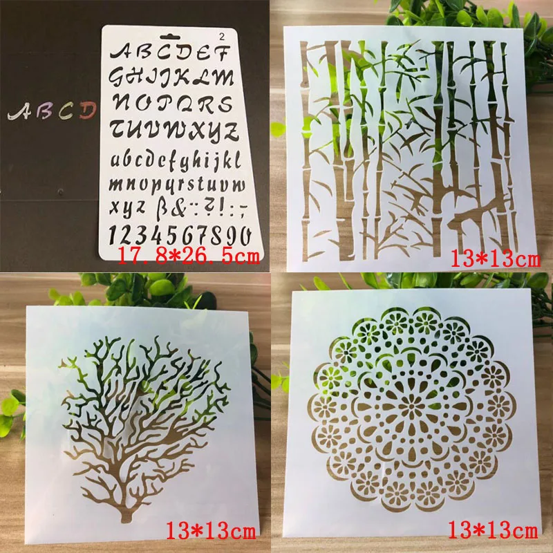 

4pcs/set Letters Numbers Bullet Journal DIY Craft Layering Stencils For Walls Painting Scrapbooking Stamp Album Decor Template