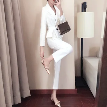 

Fashion women's professional wear suit female 2019 new ladies West decoration body wild professional commuter two-piece