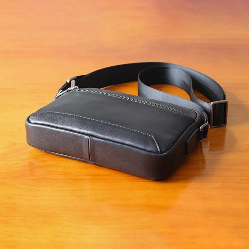 AETOO Shoulder bag male leather fashion casual oblique cross bag trend horizontal men's head layer cowhide bag