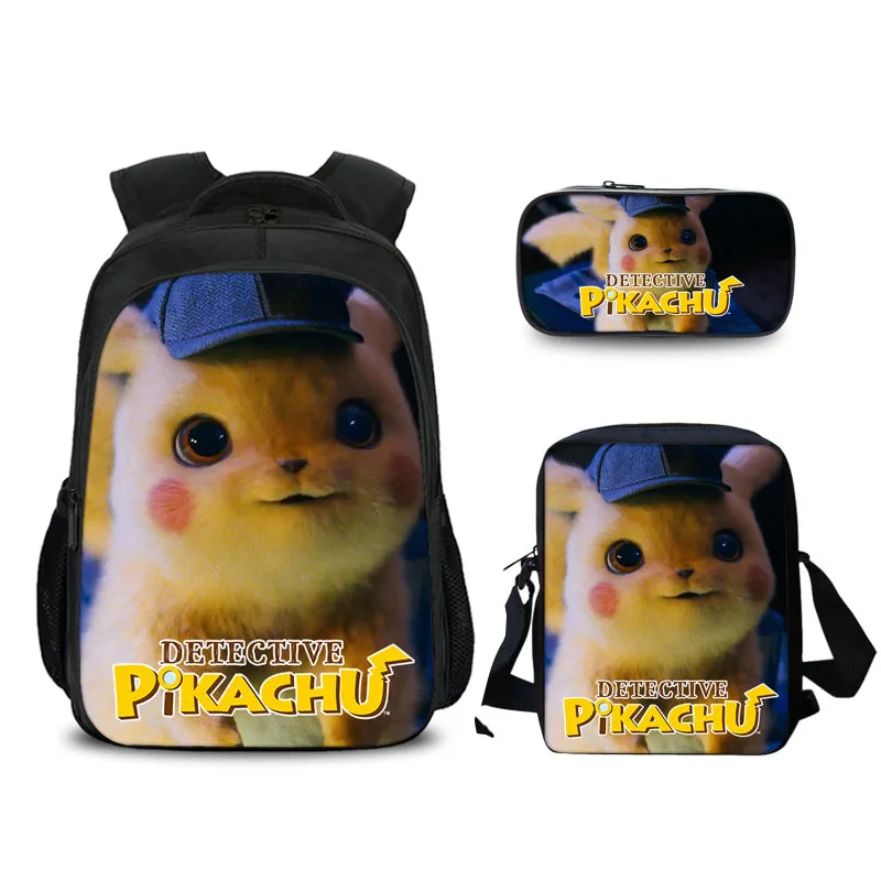 3 Pcs/set Cartoon Pokemon School Bags For Kids Detective Pikachu Anime Pattern School Backpack For Teen Boys Girls Curel Fancl - Цвет: 19