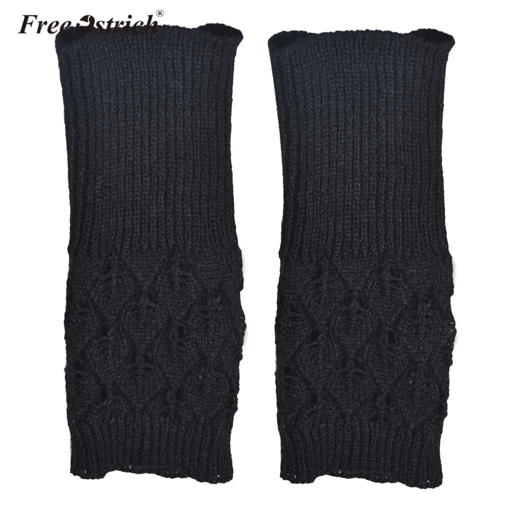 Перчатки Free Ostrich для женщин и девушек теплые зимние короткие вязаные перчатки без пальцев в форме сердца A1620 - Цвет: Черный