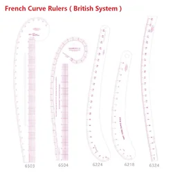 Règle à courbes du système anglais, français, unités impériales, en Patchwork, #6503 #6504 #6224 