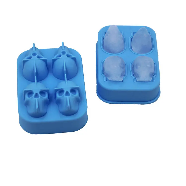 GOUGU силиконовые 3D череп льда кубик лоток форма BPA DIY пустыня с изображением коктейлей напитков производитель необычной формы контейнеры для хранения льда - Цвет: Light blue