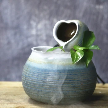 

110/220V Ceramic Pottery Water Fountain Office Desktop Art Decoration Decor Home Fengshui Waterscape Purifying Air Wedding Gifts