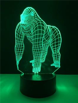 

2017 Active Animal Orangutan Gorilla Chimpanzee 3D USB LED Lamp Optical 7 Colors Changing Mood Illusion Table Night Light Decor