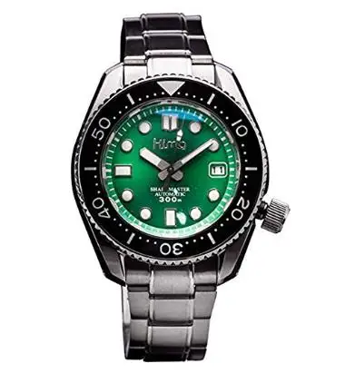 

HIMQ 44mm Green Dial Black Ceramic Rotating Bezel Sapphire Glass 300M Water Resistance Stainless Steel Band NH35 Automatic Watch