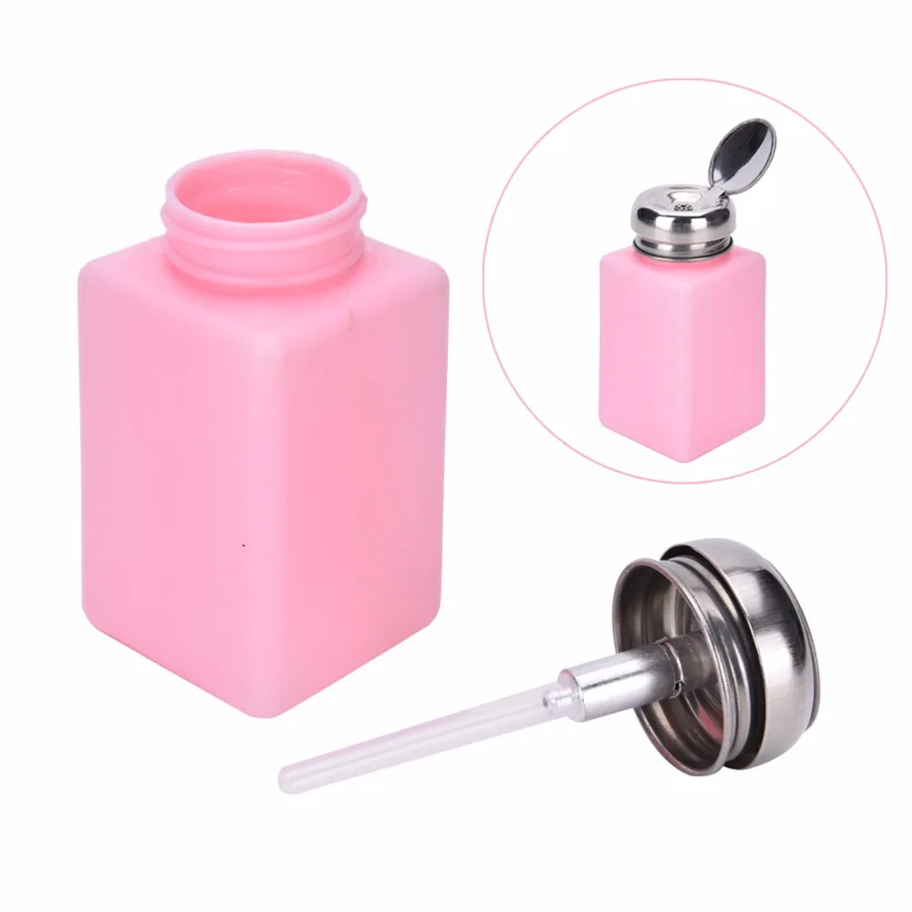 200 мл пустая профессиональная розовая бутылка с дозатором для лака для ногтей жидкое средство для удаления спирта оборудование для дизайна ногтей