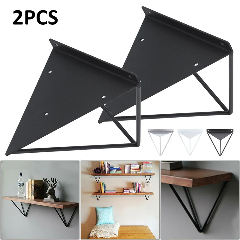 

2Pcs Sliver/Black/White Wall Mount Shelf Triangular Bracket Metal Industrial Release Support Bench Table Shelf Bracket