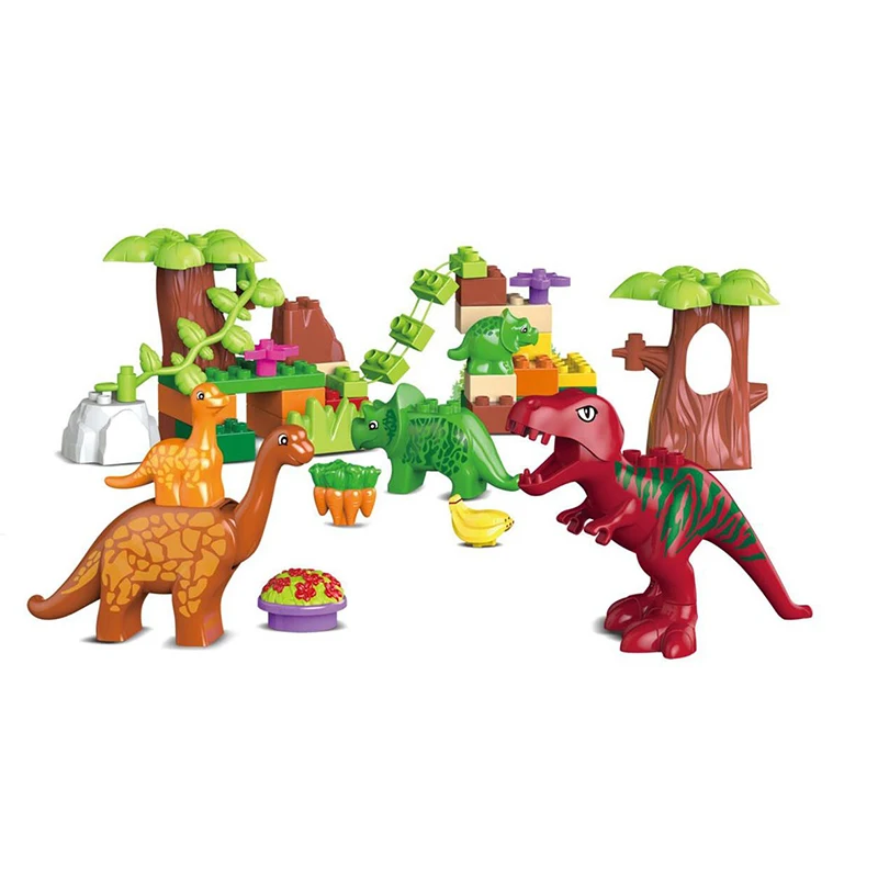 

40pcs/set Dino Valley Building Blocks Large particles Dinosaur Paradise Animal Model toys Compatible Duploe