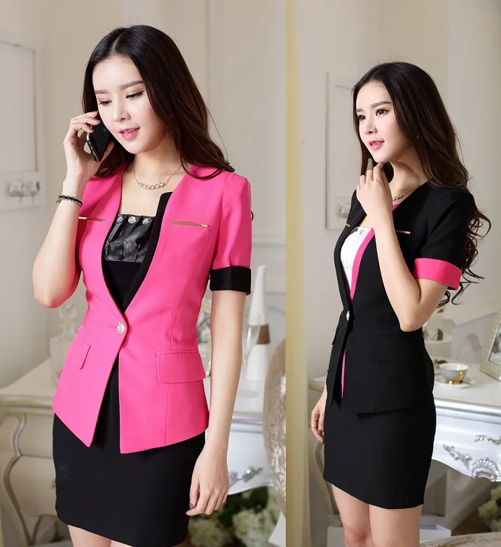 Buy 15 Summer Short Sleeve Business Suits Formal Uniform Style Skirt Suits For Women With Jacket And Skirt Office Ladies Work Wear In The Online Store 365online Store At A Price Of
