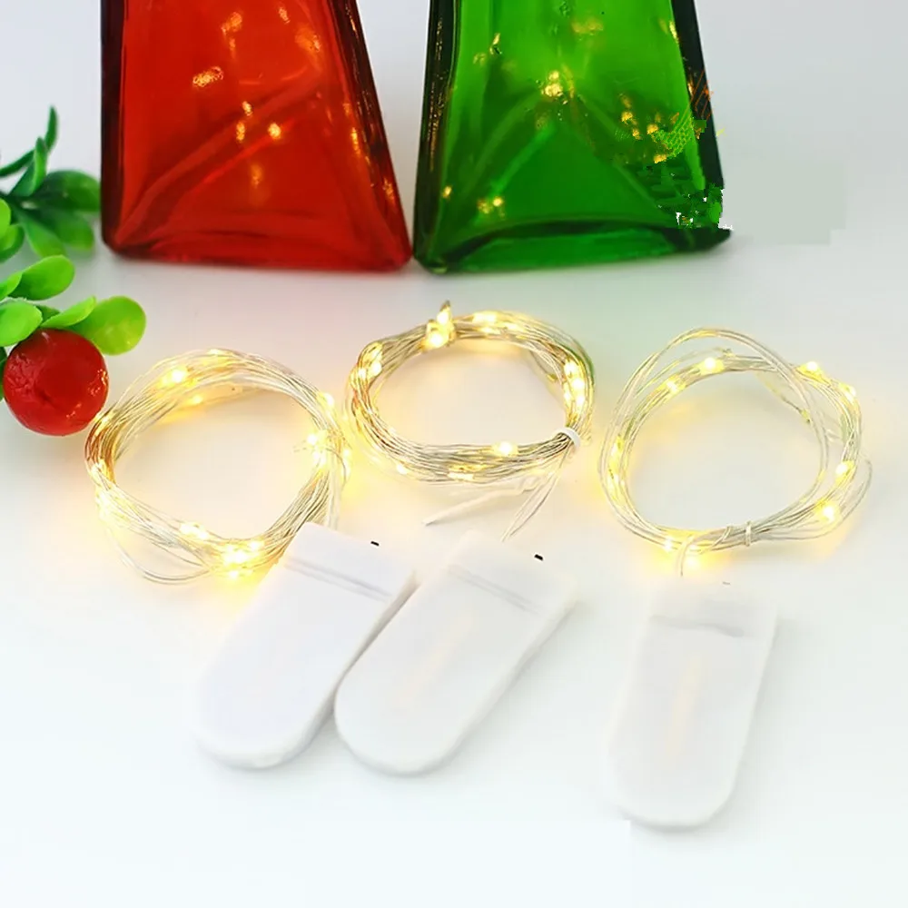 

2m 1m Led Copper Silver Wire String Lights Fairy Garland For New Year Christmas Home Wedding Decoration Battery Operated