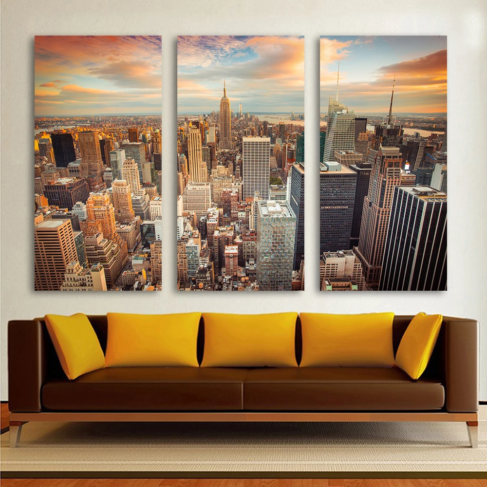 Картина на холсте с изображением пейзажа Нью Йорка 3 картины|canvas art|picture for living roomwall