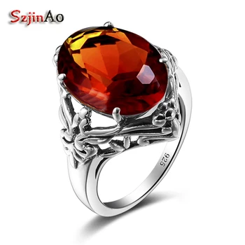 

Szjinao Custom Unique Luxury 925 Silver Jewelry Amber Rings for Women European And American Wind Style Christmas Gift