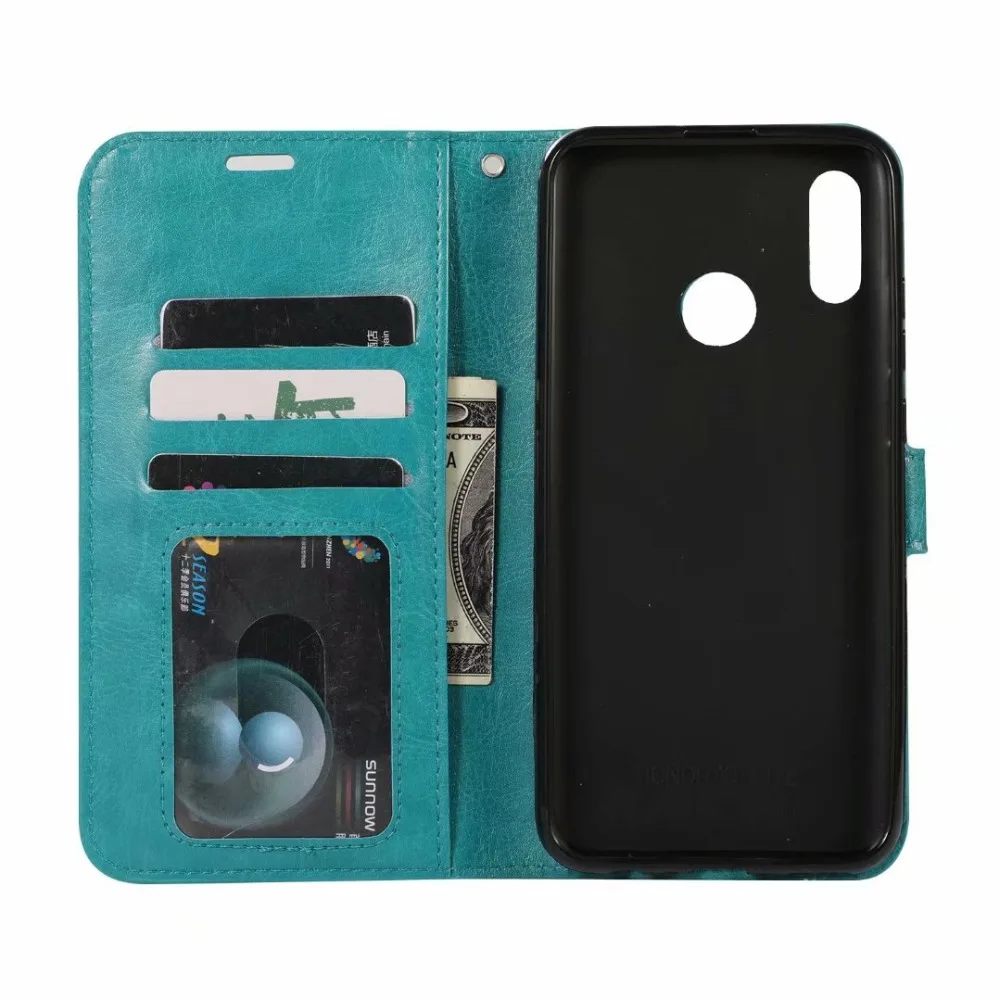 10pcs/lot Soft TPU + PU Leather Crazy Horse Wallet Case For huawei Y6 2019 Y7 Enjoy 9 Y9 PLUS | Мобильные телефоны и