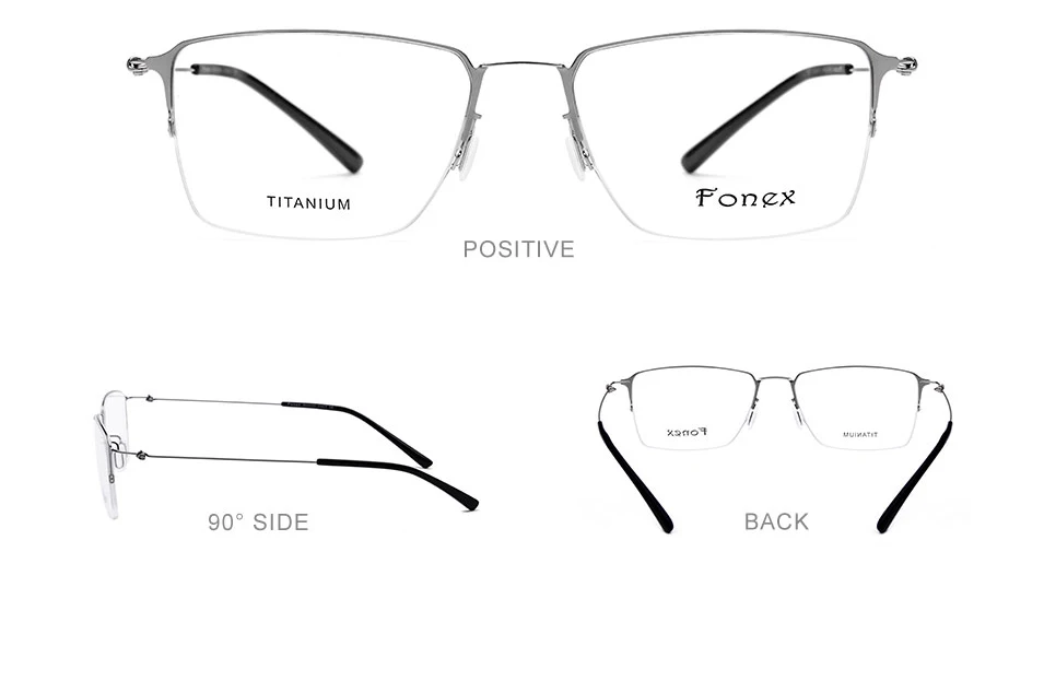 FONEX очки из титанового сплава, мужские полуоправы, очки по рецепту, оправа для женщин, близорукость, оптическая оправа, очки для глаз 98611