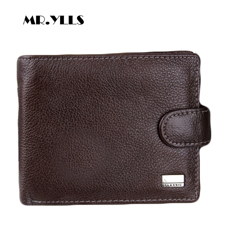 MR.YLLS Genuine Leather Wallet Men Short Wallets Business Card ID