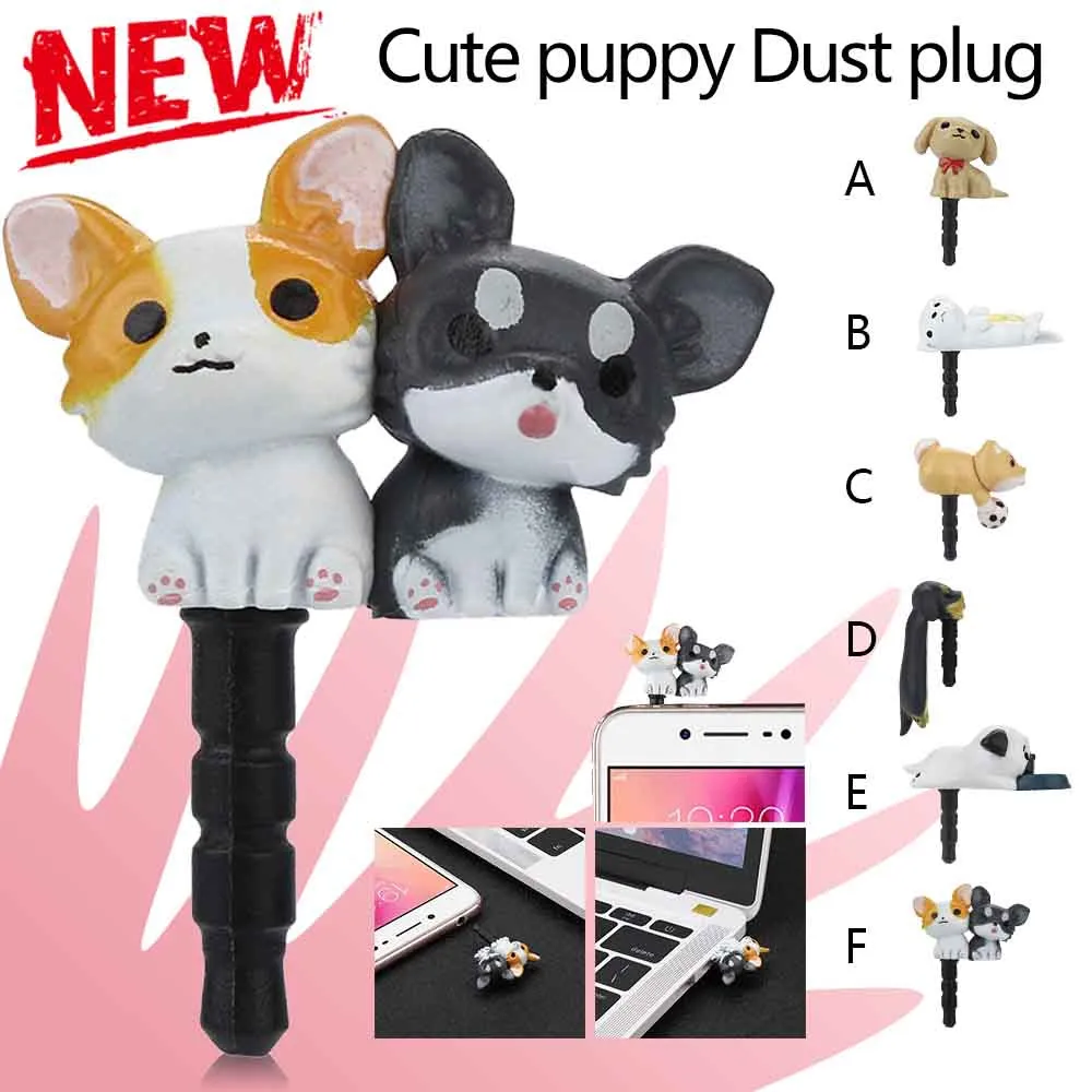 

Audio 3.5mm Dust Plug Cute Puppy 3.5 AUX Headset Jack Interface Anti Mobile Phone Card Stopper Ear Cap For Cellphone Huawei