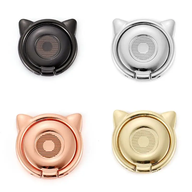 Metal Cute Cat Ear Ring Holder 360 Degree Rotary Smartphone Finger Ring Stand for Samsung iPhone Xiaomi Cellphones