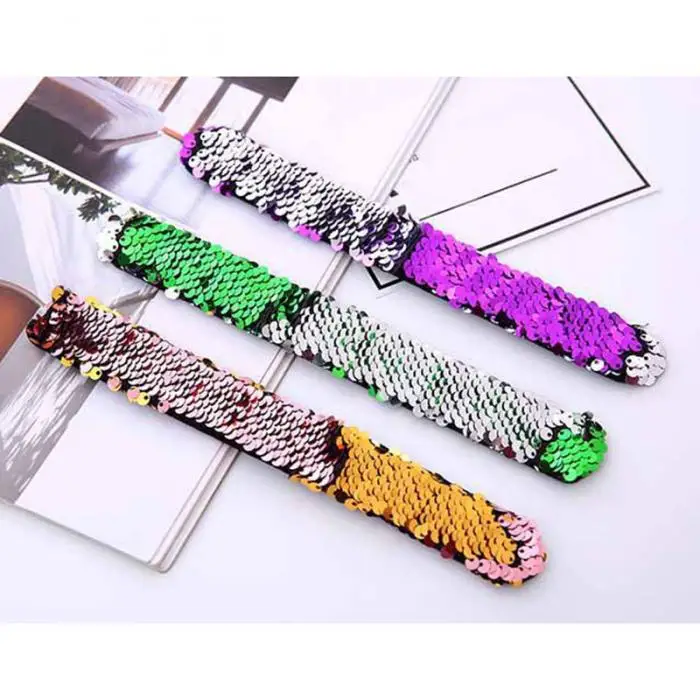 Двухцветные браслеты с блестками, вечерние браслеты на запястье, детские праздничные пляжные вечерние браслеты NSV775