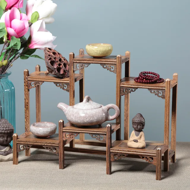 Ruang Tamu Dekorasi Meja Layar Berdiri Kotak Patung Antik Rak Ruang Tamu Dekorasi Meja Layar Berdiri Kotak Patung Antik Rak Curio Wenge Rosewood Miniatur Figurines