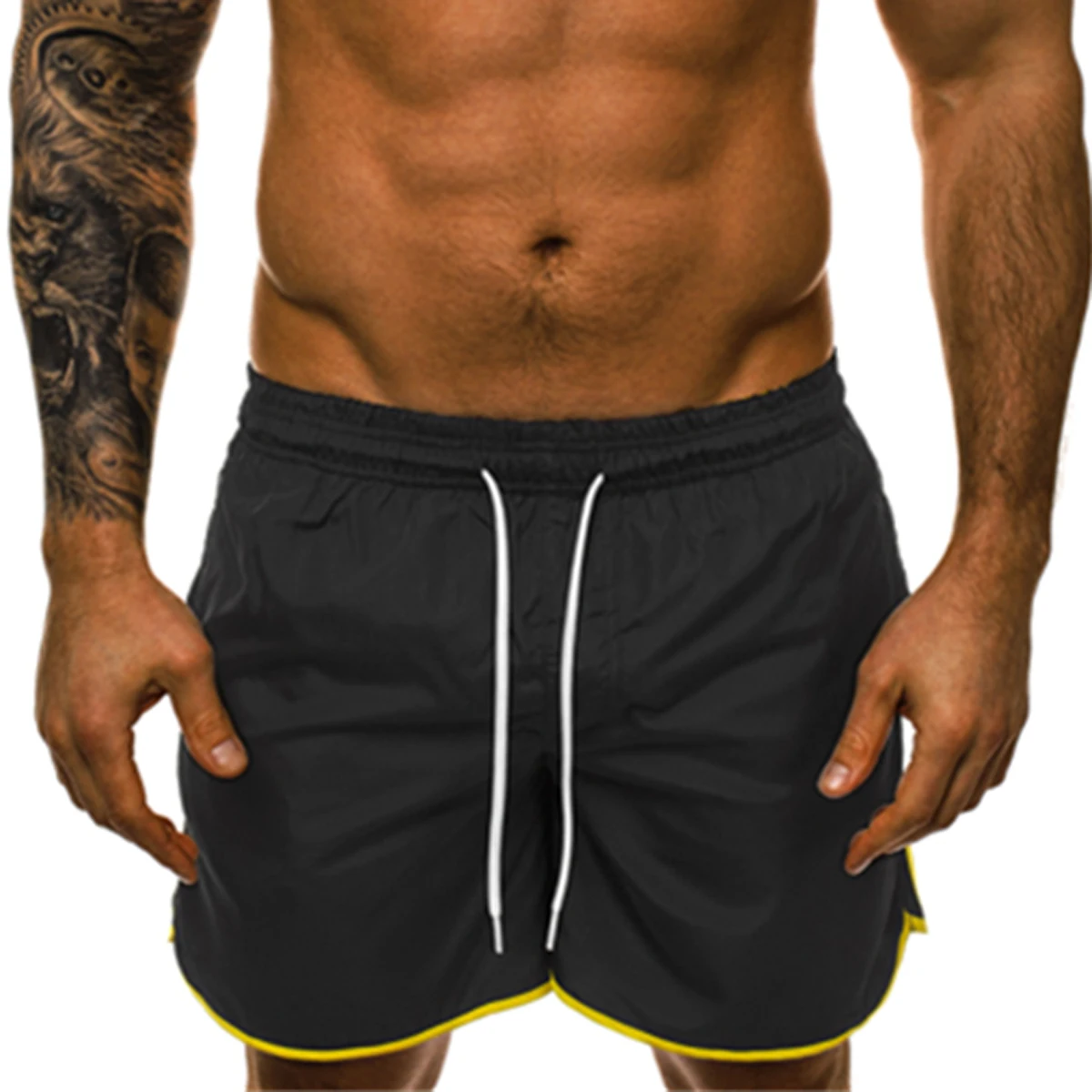 Повседневные мужские летние пляжные шорты размера плюс, спортивные шорты для занятий спортом, йогой, тренировками, мужские свободные шорты для плавания