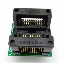 SOP20 SOIC20 SO20 à DIP20, pas de douille de programmation 1.27mm, largeur du corps IC 5.4mm 209mil, adaptateur de prise de Test Flash OTS20-1.27-01