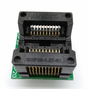 

SOP20 SOIC20 SO20 to DIP20 Programming Socket Pitch 1.27mm IC Body Width 5.4mm 209mil Flash Test Socket Adapter OTS20-1.27-01