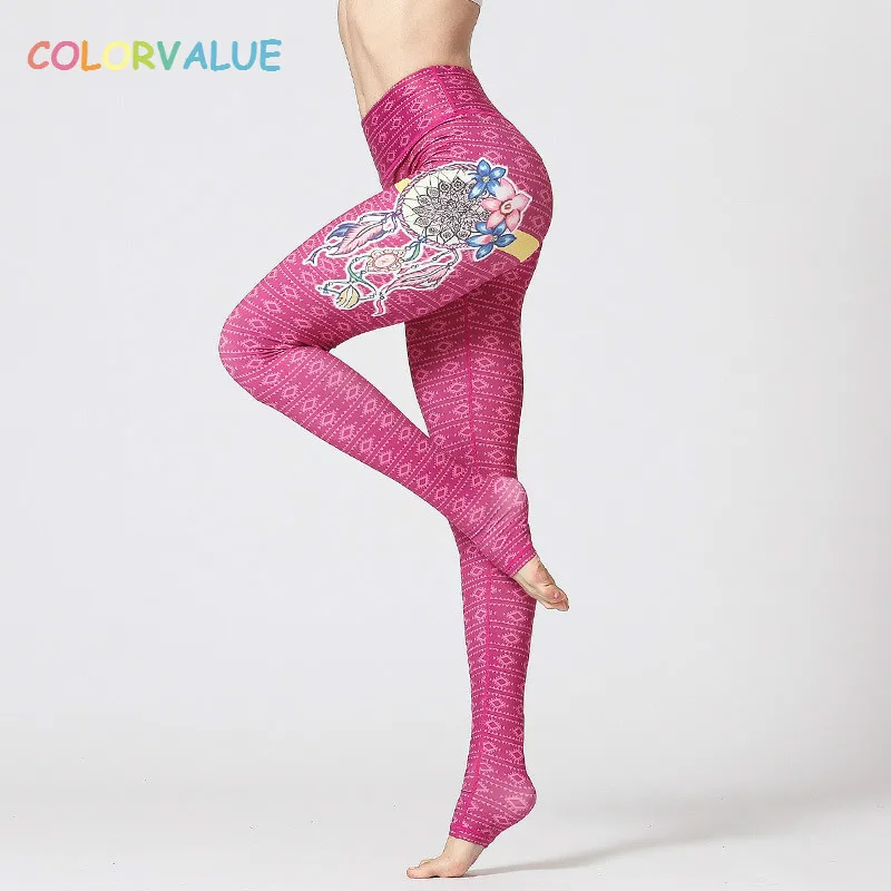 Tanie Colorvalue Pro 3D wydrukowano joga Fitness legginsy kobiety poszerzyć pas Running rajstopy na siłownię Anti sweat sport treningowy legginsy S XL