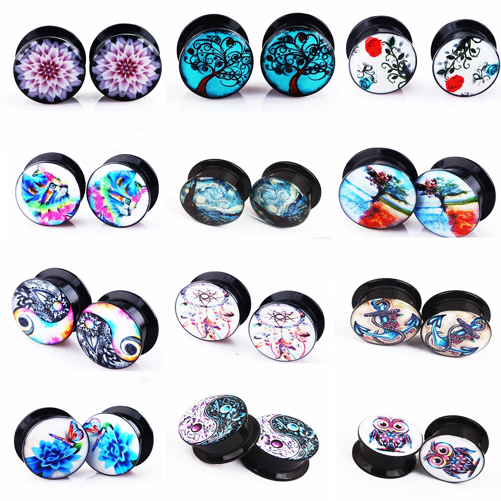 

Fanpeijy Acrylic Ear Tunnels Piercing PLugs Screw Logo Earrings PLugs 2pcs Women Men Ear Gauges 0G 00G 2g Plugs Tunnels Kit