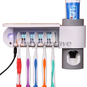 

High Quality Kitchen UV Light Toothbrush Sterilizer Lamp Storage Automatic Toothpaste Dispense Holder Set