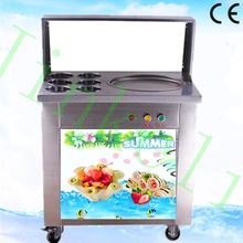 Livre navio de ar CE 110 V/220 V LED 304 aço inoxidável auto maquina de helados tailandês fritar sorvete máquina de rolo de um creme glacee