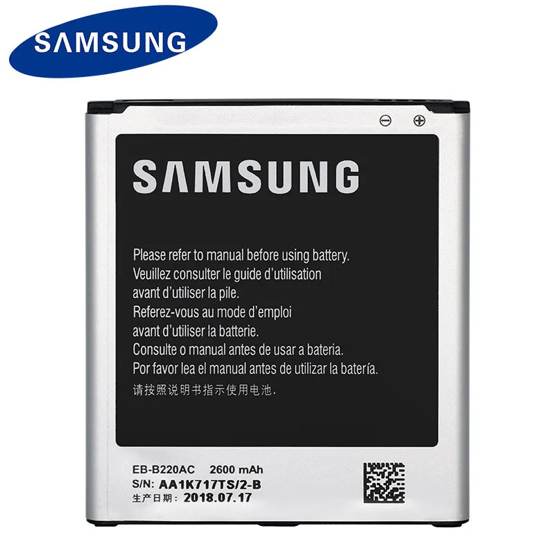 

Original Samsung Battery For Samsung Galaxy Grand 2 G7102 G710 G7105 G7106 G7108 G7109 2600mAh EB-B220AC 3 Pin No NFC