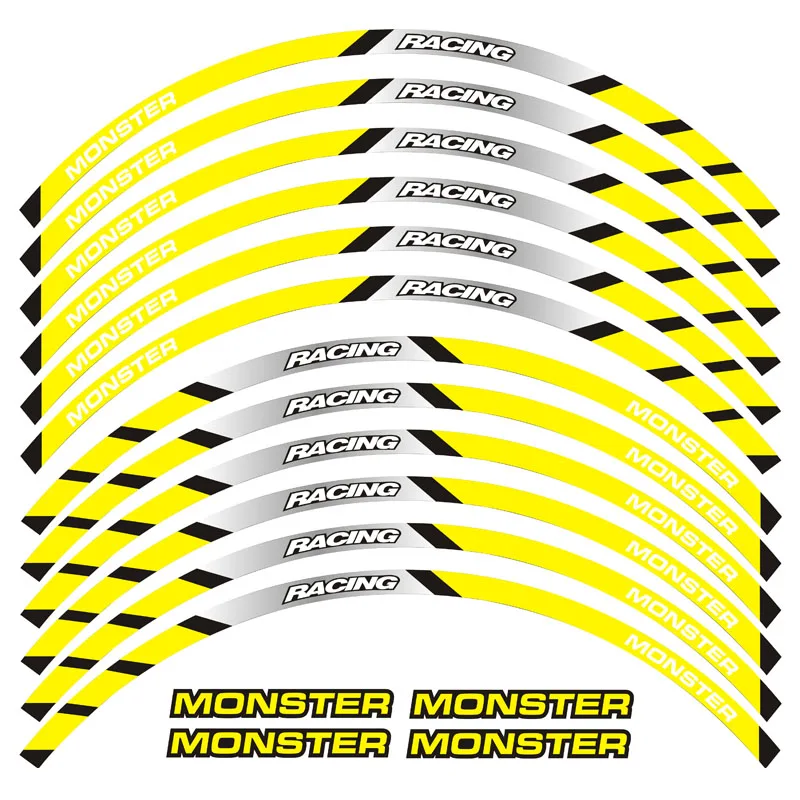 Decalques para Ducati Venda Quente Novo Borda Grossa Exterior Adesivo Listra Roda Monster 695 696 796 1100 s 797 821 795 12 Pçs 6 borda exterior adesivo listra roda decalques para