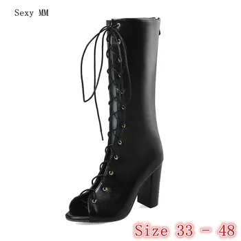 Summer Woman High Heels Mid-Calf Boots Peep Toe Women Short Boots Shoes botas botte Plus Size 33 34 - 40 41 42 43 44 45 46 47 48
Summer Woman High Heels Mid-Calf Boots Peep Toe Women Short Boots Shoes botas botte Plus Size 33 34 - 40 41 42 43 44 45 46 47 48