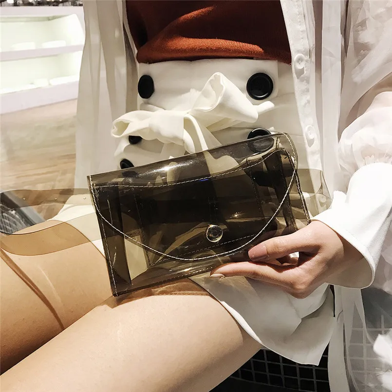 

2019 Women Pin Buckle Belt Transparent Crossbody Bag Simple Fashion PVC Waist Packs Chest Bag Phone Pouch Female Belt Bags