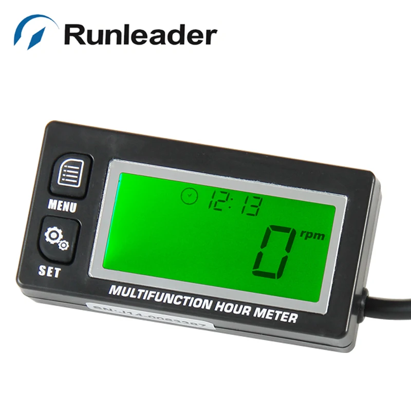 

(5pcs/lot) Runleader RL-HM028 Inductive Multifunction Tachometer Voltmeter Clock Hour Meter RPM Meter Motorcycle