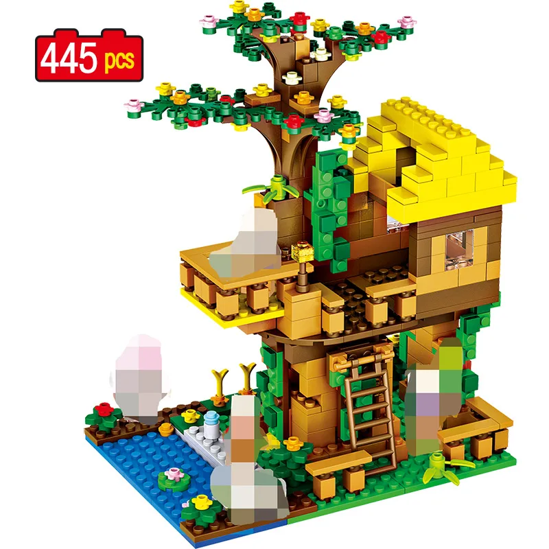 

445pcs Classic Jungle Tree House Building Blocks Compatible Legoingly my world Figures Bricks Sets Toys For Children kids gifts