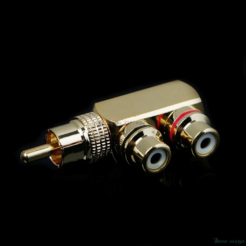 

For 1PC Copper Audio Splitter Plug RCA 1 Male to 2 Female AV Socket Connector Adapter Promotion